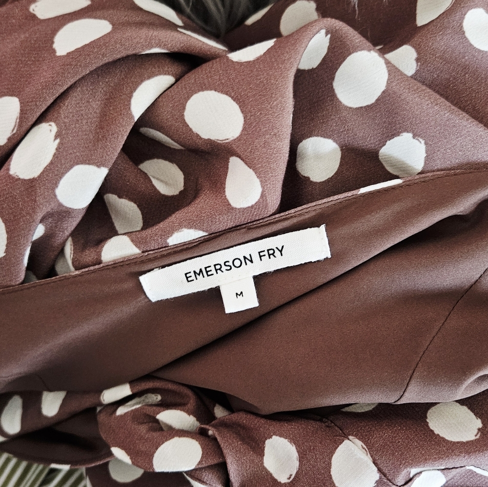Tuckernuck Emerson Fry Knot Front Dress Cocoa Pearl Hand Painted Dots Polka Dot - Picture 7 of 7